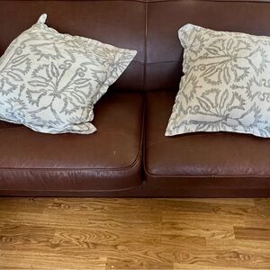 LOOK - Two Large, Elegant Cream and Gray Throw Pillows